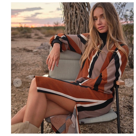 27 Absolutely Fabulous Vertical Striped Turtle Neck Midi Dress - Picture 2 of 6